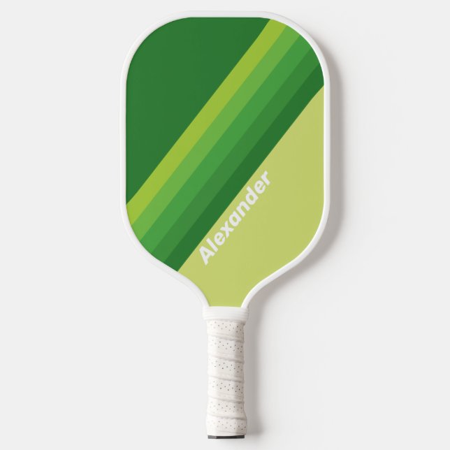 Raquette De Pickleball Sport Lily Pad Green Stripes with Name (Recto)