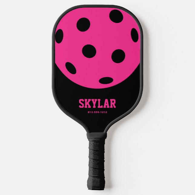Raquette De Pickleball Sportif rose chaud brillant Personnalisé (Verso)