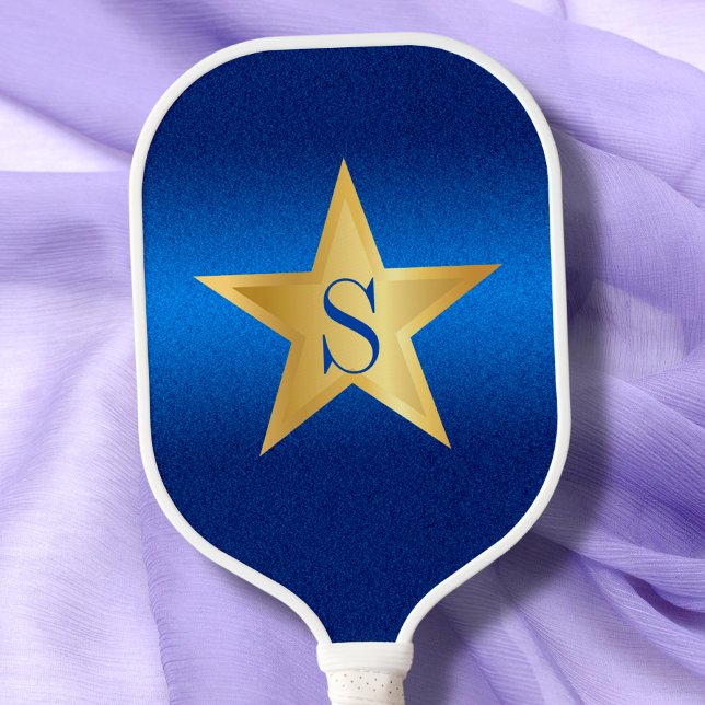 Raquette De Pickleball Star Navy Blue Pickball Star Player Monogramme (Créateur téléchargé)