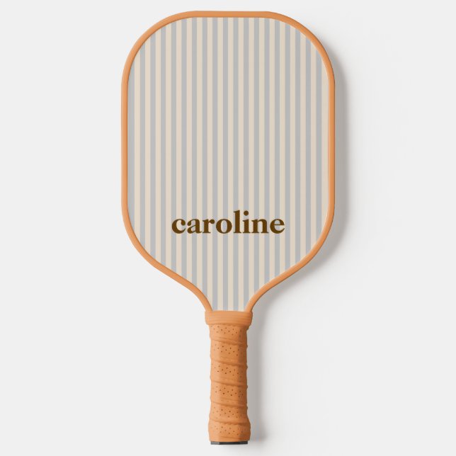 Raquette De Pickleball Striped Name Aesthetic Minimalist Preppy Neutral (Recto)