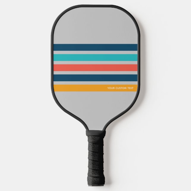Raquette De Pickleball Stripes Retro Classique Stripes Texte Personnalisé (Recto)