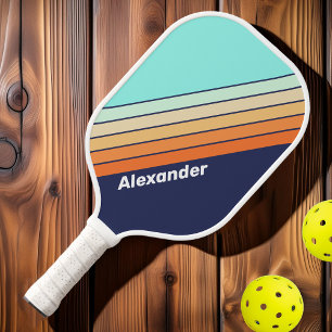 Raquette De Pickleball Style Rétro Vintage Rayé Sport avec Nom