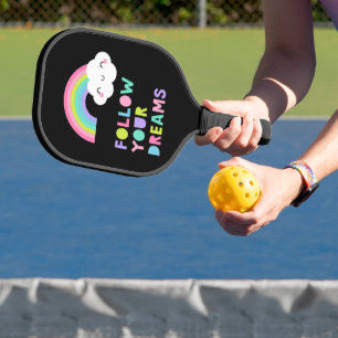 Raquette De Pickleball Suivez vos rêves Cute Rainbow Cloud