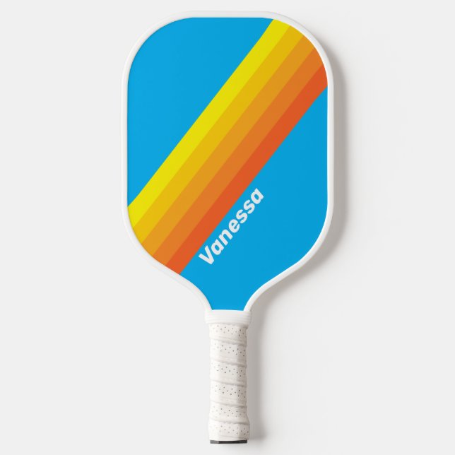 Raquette De Pickleball Sunburst Sea Stripes with Name (Recto)