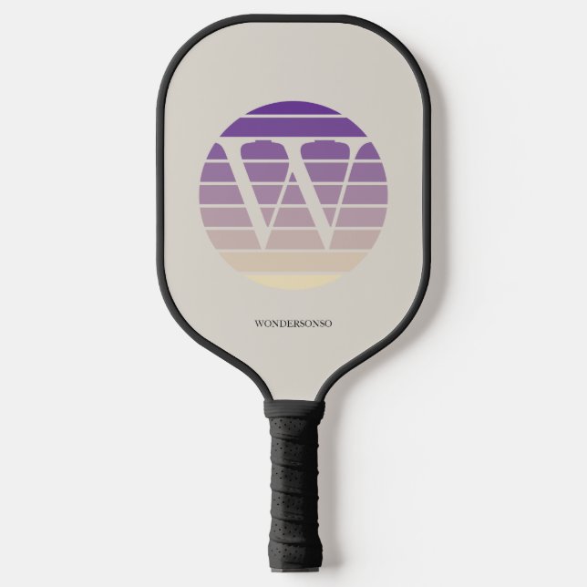 Raquette De Pickleball Sunset Pastel Monogram Personalized (Recto)