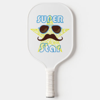 Raquette De Pickleball Super Star with sunglasses and mustache