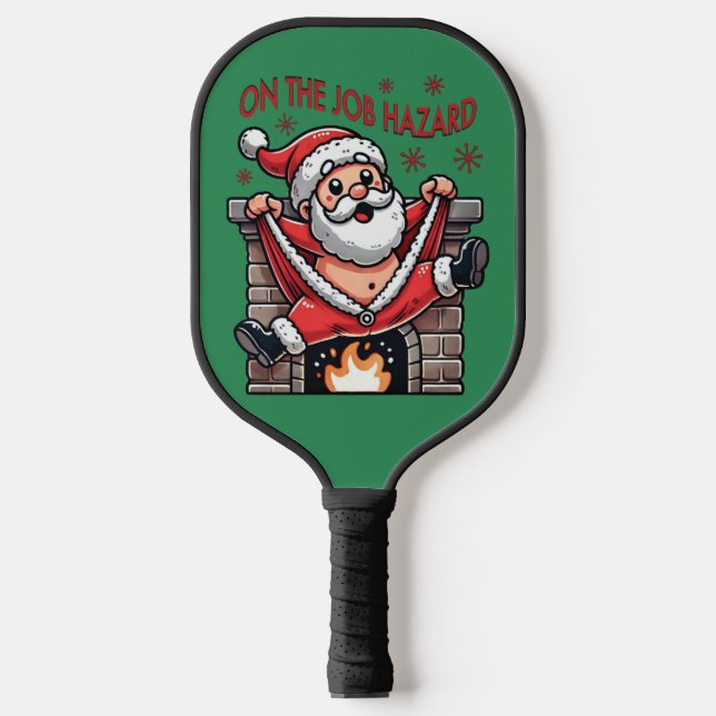 Raquette De Pickleball Sur le danger du travail Père Noël en feu (Recto)