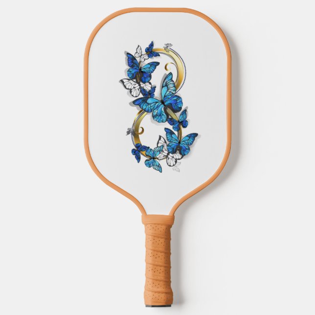 Raquette De Pickleball Symbol Infinity of Blue Morpho Butterflies (Recto)