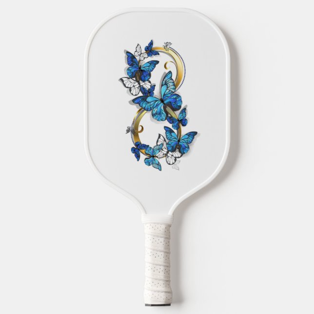 Raquette De Pickleball Symbol Infinity of Blue Morpho Butterflies (Recto)