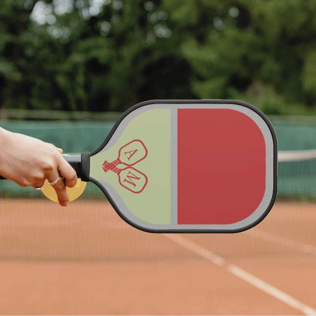 Raquette De Pickleball Symbole de pickleball à monogramme moderne élégant (Front of the paddle being played )
