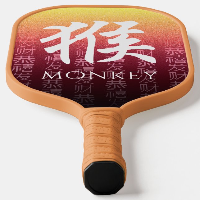 Raquette De Pickleball Symbole lunaire du singe 猴 or rouge chinois Zodiac (Poser)