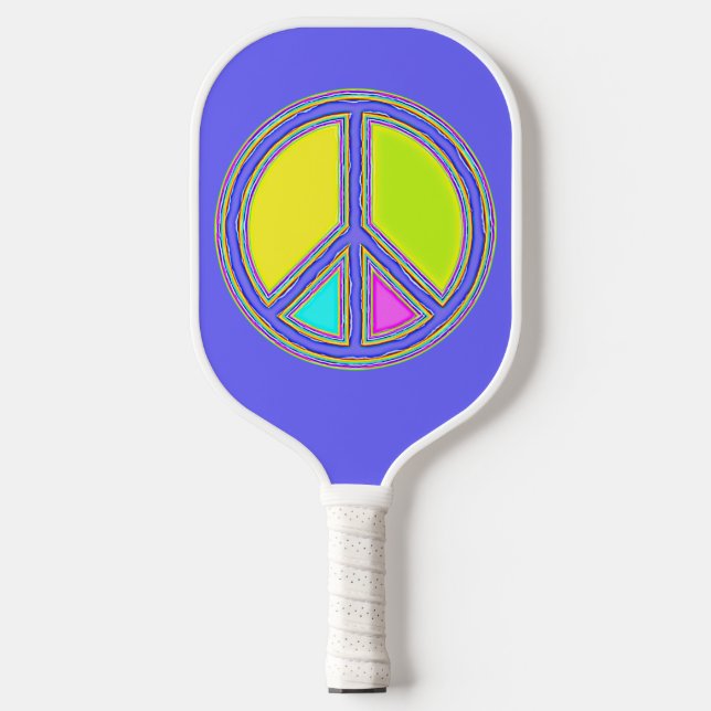 Raquette De Pickleball Symbole PAIX avec des couleurs remplies (Recto)
