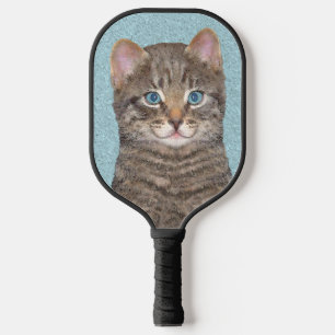 Raquette De Pickleball Tabby Gris Peinture Chat - Cute Original Art Chat