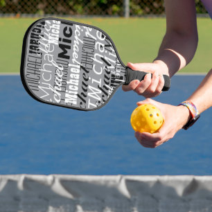 Raquette De Pickleball Table personnalisée.Nom du joueur de tennis gris