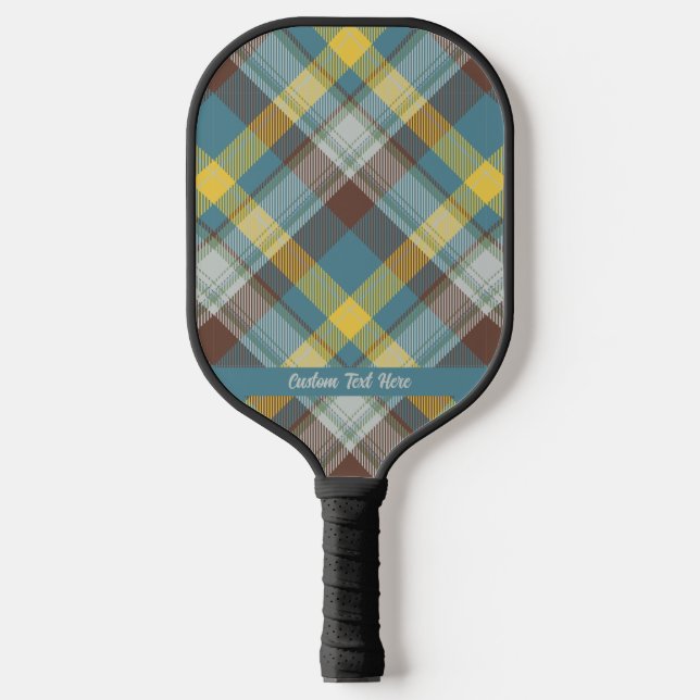 Raquette De Pickleball Tartan Brown Vert Or Plaid Votre Texte Personnalis (Recto)