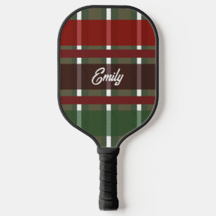 Raquette De Pickleball Tartan d'hiver Plaid Green Festive