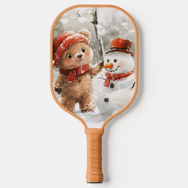 Raquette De Pickleball Teddy Bear et Snowman (Recto)