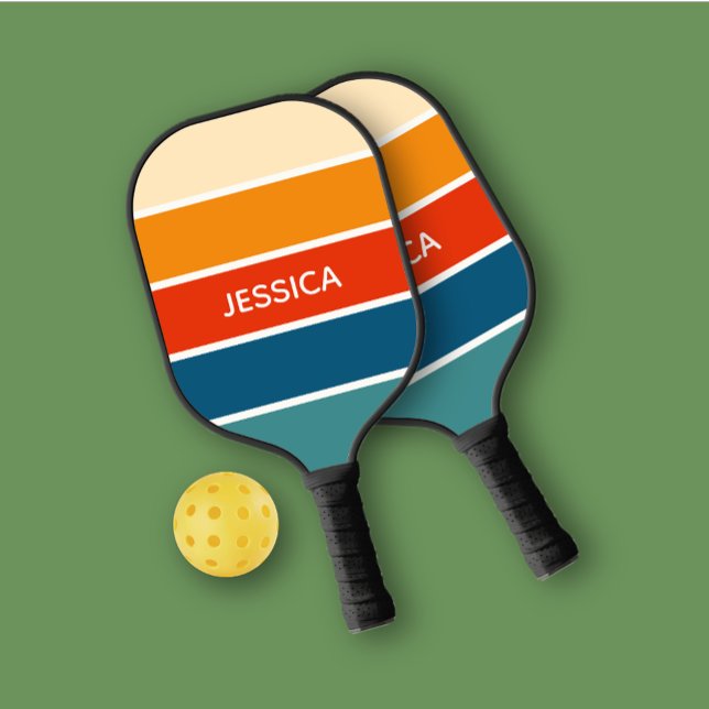 Raquette De Pickleball Tendance Retro Striped Personal (Créateur téléchargé)