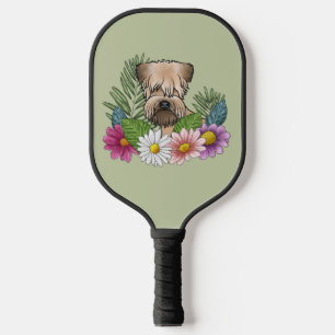 Raquette De Pickleball Tenterfield Terrier à poil doux Fleurs colorées Ve