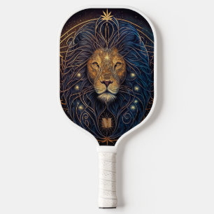 Raquette De Pickleball Tête de lion céleste Monogramme moderne