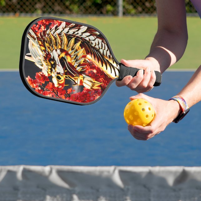 Raquette De Pickleball Tête d'or du dragon à respiration par feu (Insitu)