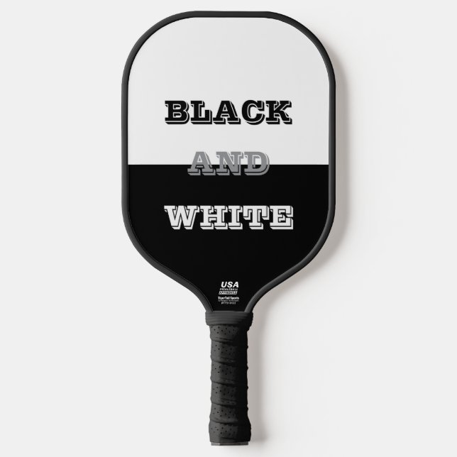 Raquette De Pickleball Texte Blanc Gris Noir Et Couleurs Solides (Recto)