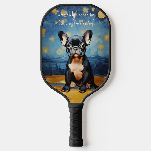 Raquette De Pickleball 🐕 texte personnalisé, chiot français (Recto)