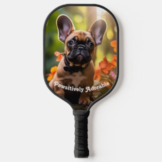 Raquette De Pickleball Texte personnalisé 🐶 💗 chiot français doux dans