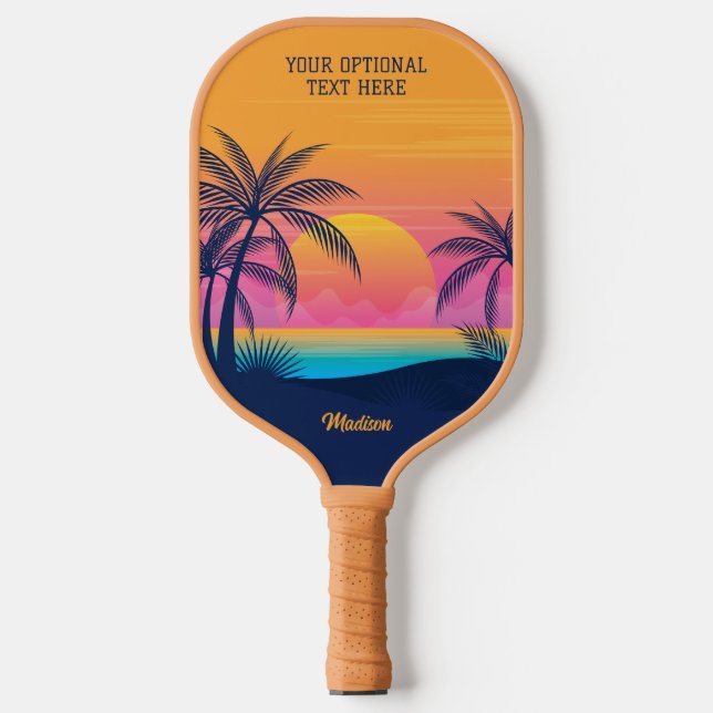 Raquette De Pickleball Texte personnalisé Coucher de soleil sur l'île tro (Recto)
