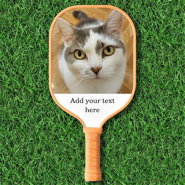 Raquette De Pickleball Texte personnalisé de nom photo recto verso (Créateur téléchargé)