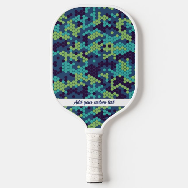 Raquette De Pickleball Texte personnalisé du Motif de peigne bleu Abstrai (Recto)