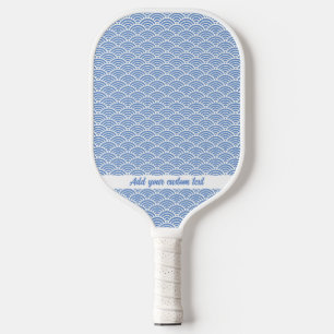 Raquette De Pickleball Texte personnalisé du Motif d'onde bleu Abstrait