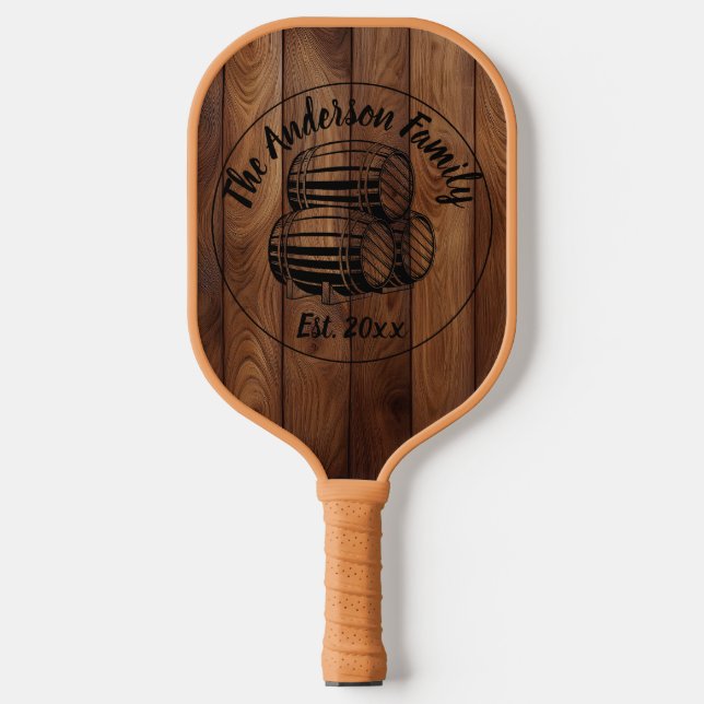 Raquette De Pickleball Texture en bois rustique personnalisée (Recto)