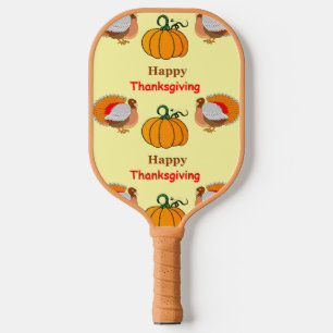 Raquette De Pickleball Thanksgiving citrouille et dinde
