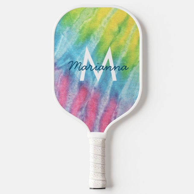 Raquette De Pickleball Tie Dye Monogrammé Nom initial (Recto)