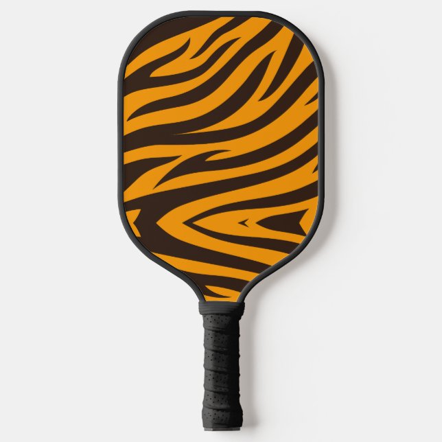 Raquette De Pickleball Tiger Gravure noire Orange motif en peau d'animal  (Recto)