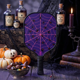 Raquette De Pickleball Toile d'araignée noire rose Art Motif Halloween