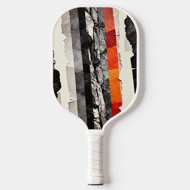 Raquette De Pickleball Torn-Edge Monochrome with Ember Bands, Modern Wall (Recto)