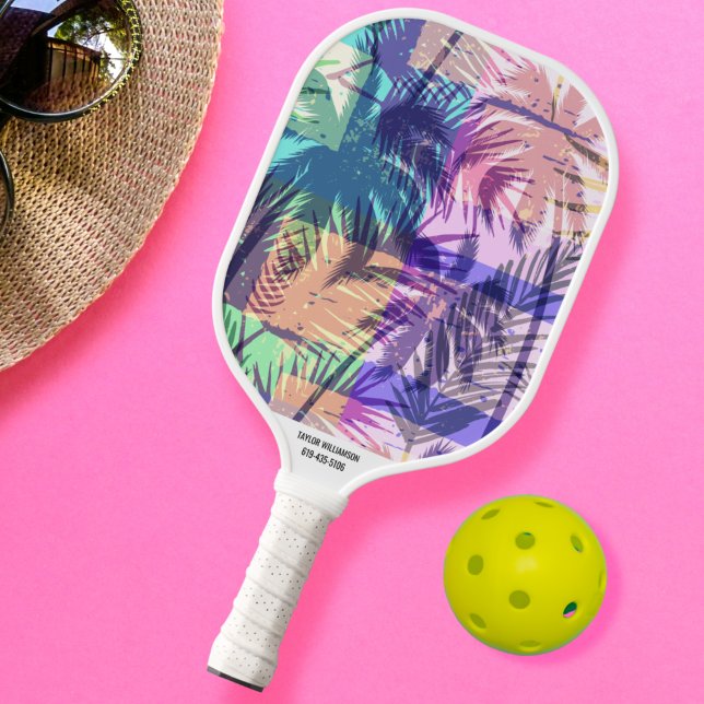 Raquette De Pickleball Tropical Beach Palm Imprimer Nom Personnalisé Numé (Créateur téléchargé)