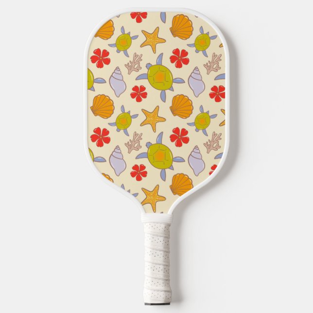 Raquette De Pickleball Tropical Hand-Drawn Sea Life Pattern (Recto)