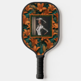 Raquette De Pickleball Tulipes Orange Sur Mesure Thème Son Anniversaire