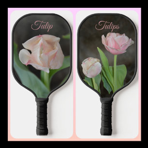 Raquette De Pickleball Tulipes rose Pastel Elégant Floral Botanique