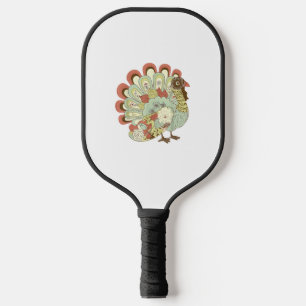 Raquette De Pickleball Turquie Thanksgiving rétro - Floral Vintage