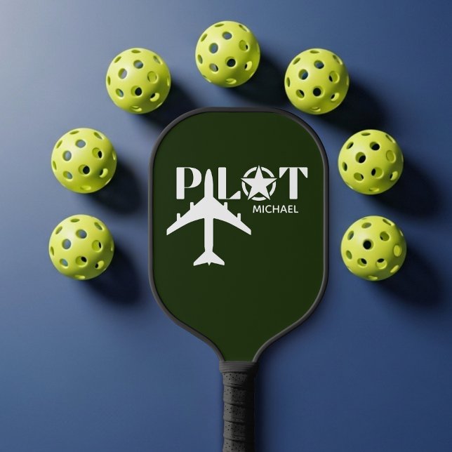 Raquette De Pickleball Typographie de pilote et personnalisé drôle d'avio (Créateur téléchargé)