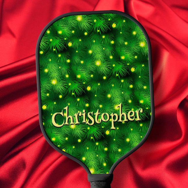 Raquette De Pickleball Typographie verte amusante Nom personnalisé Arbre  (Créateur téléchargé)
