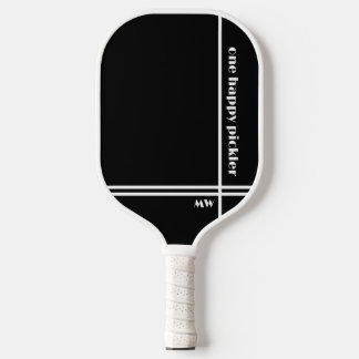 Raquette De Pickleball Un Joyeux Pickler Noir Blanc Initiales Drôle