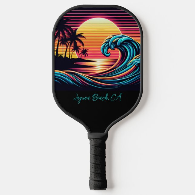 Raquette De Pickleball Vague de Surf rétro Sunset (Recto)