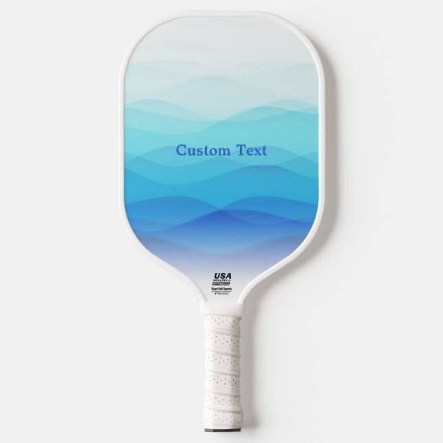 Raquette De Pickleball Vagues Bleues Abstraites cool Personnalisées (Recto)