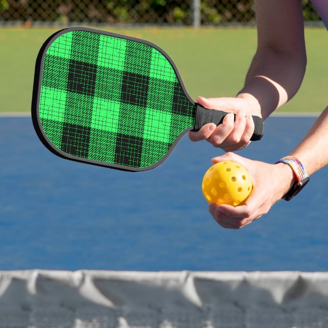 Raquette De Pickleball Vert Croix Noir Hachuré Buffalo à carreaux (Insitu)
