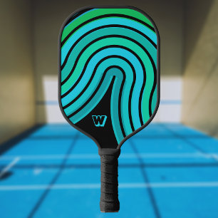 Raquette De Pickleball Verte Turquoise Aqua Blue Retro Swirl